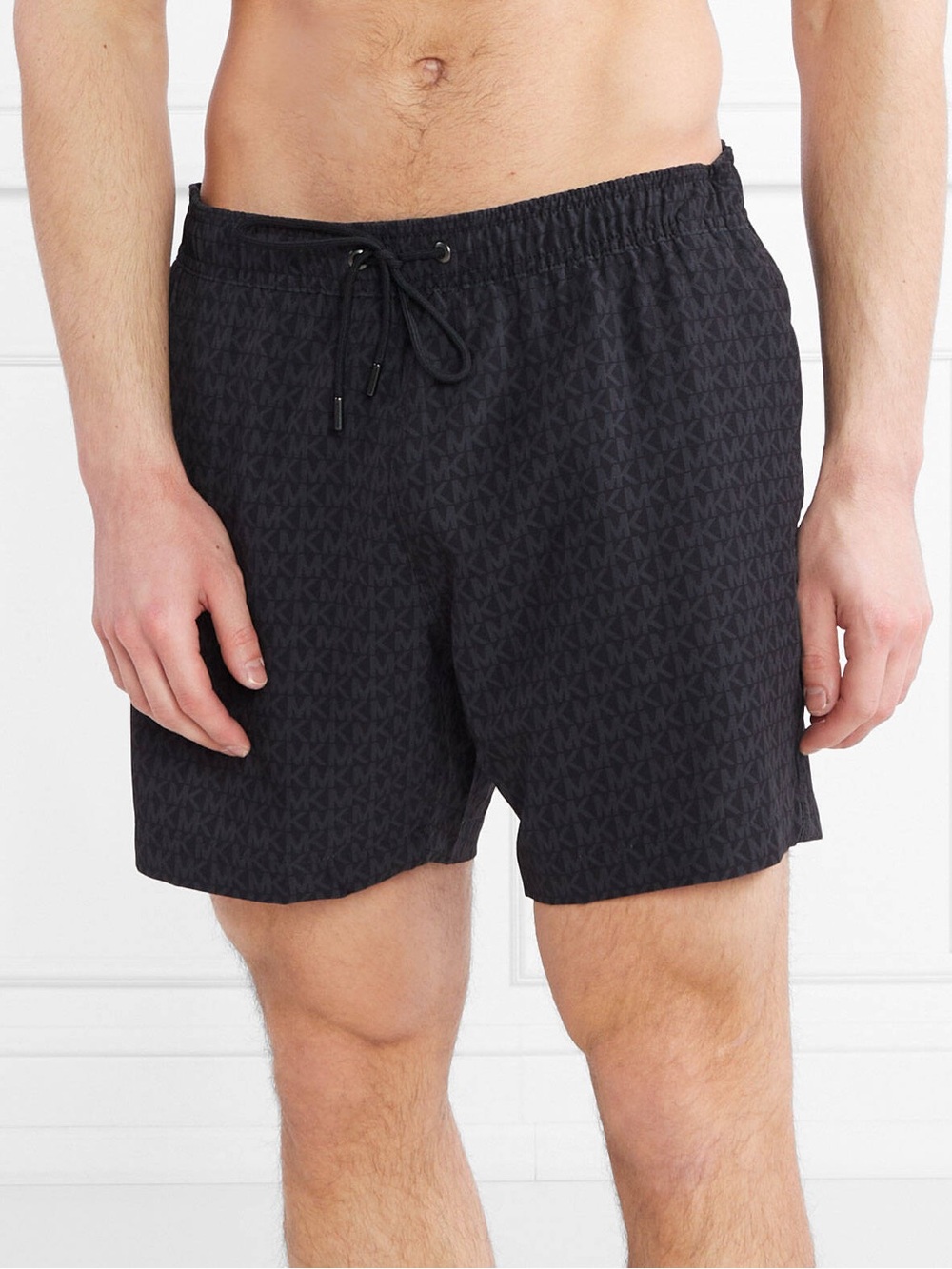 Michael Kors Black Tonal MK Logo Swim Trunks